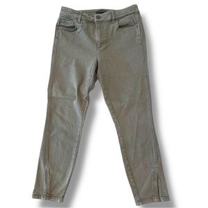 ANN TAYLOR Women's Curvy Fit Skinny Crop Olive Zip Ankle Jeans Size 6